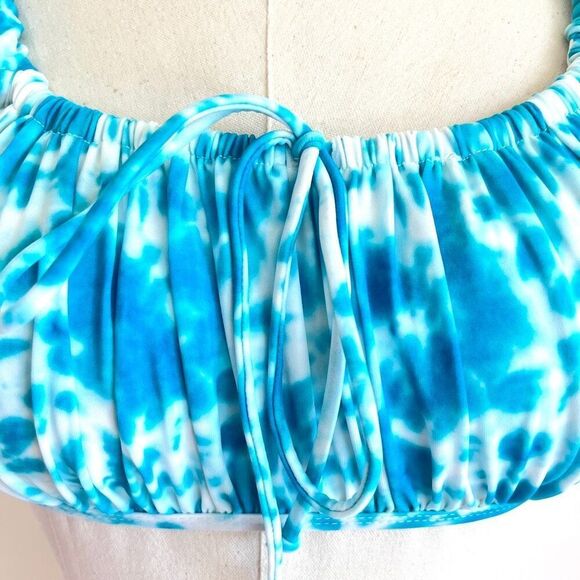 Sundazed Ledia Blue Tie-Dye Shirred Bikini Top Size 36 B/C - Picture 4 of 12